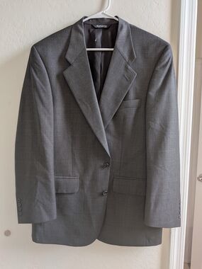 Vintage Burberry Glen plaid Pura Lana Wool Blazer Charcoal Gray 44r Sport Coat